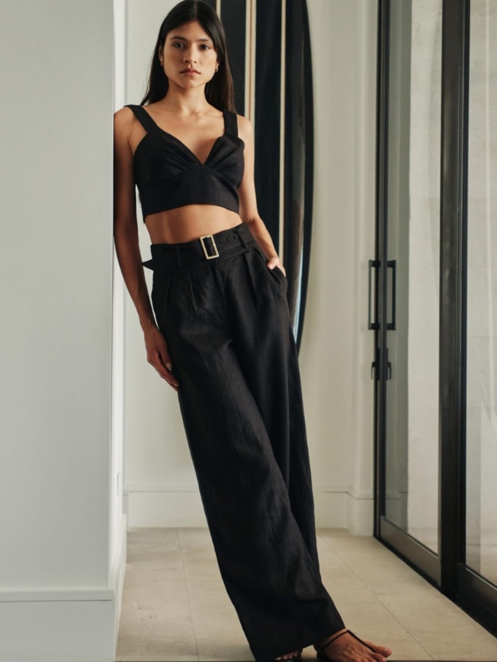 NWT! Gorgeous HEVRON Levy Linen Top in Black - Picture 2 of 6